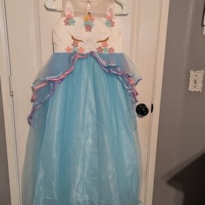 Kids Unicorn Costume with Blue Tulle Skirt